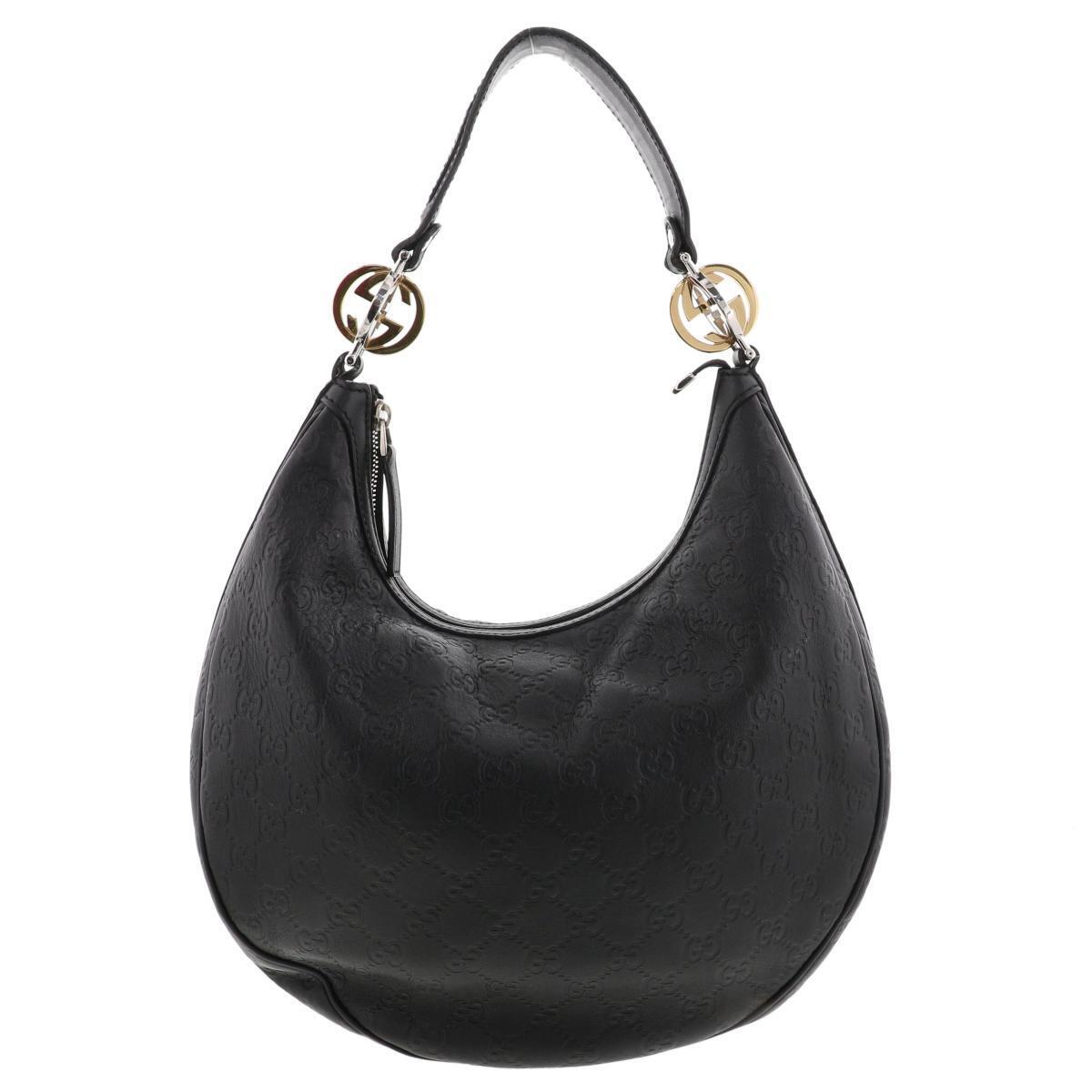 Gucci Guccissima Gg Twins One Handle Shoulder Bag Hobo Black